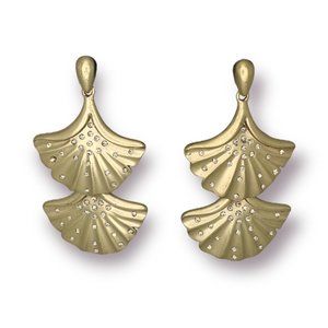 NEW Badgley Mischka Modern Gold Fan Double Hoop Statement Crescent Earrings